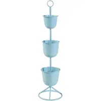 Helloshop26 Pflanzenständer - - 110 cm - 3 Blumentöpfe - Metall - Hellblau