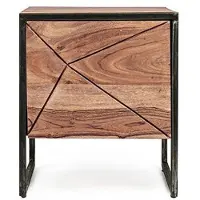 Bizzotto Nachttisch Egon aus Akazienholz, modernes Design, Natur, Push-to-Open, 45 cm breit