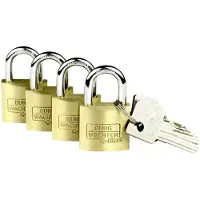 Burg wachter 4er Set Set Quadro 222 40 SB Hængelås Identiske Messing Nøglelås