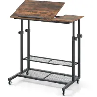 Helloshop26 Höhenverstellbarer Schreibtisch im Sitzen und Stehen 81 x 50 x 64,5-89 cm mit Regalen und Rollen