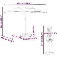 vidaXL Garten-Sonnenschirm Taupe 385 x 209 x 244 cm Polyester