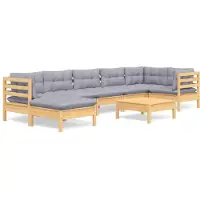 vidaXL 8-tlg. Garten-Lounge-Set mit Grauen Kissen Kiefer Massivholz