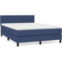 Syfax Boxspringbett mit Matratze Blau 140x200 cm Stoff