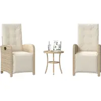 vidaXL 3-tlg. Bistro-Set mit Kissen Beige Poly Rattan