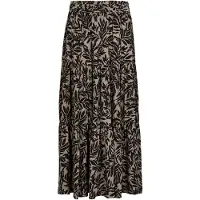Apricot Midirock "Midi-Rock" mit Blattprint und Stufen