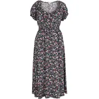 Apricot Druckkleid "Midi-Kleid" mit zierlichem Blumenmuster