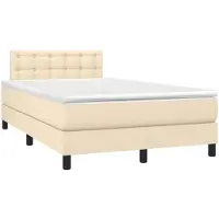 Syfax Boxspringbett mit Matratze Creme 120x190 cm Stoff
