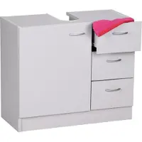 Wohnling Bad Waschbecken Unterschrank 54 x 63 x 30 cm 1 Tür 3 Schubladen weiß