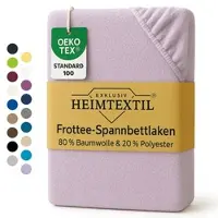 EXKLUSIV HEIMTEXTIL Frottee Spannbettlaken 200 x 220 cm Flieder 80% Baumwolle 20% Polyester Öko - Tex Zertifiziert Bed-Sheet Bettlaken Spannbetttuch