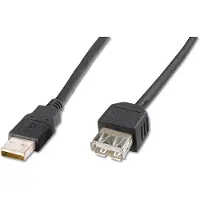 Digitus USB Verlängerungskabel, 3 m, USB A, USB A, USB 2.0, Männlich/Weiblich, Schwarz