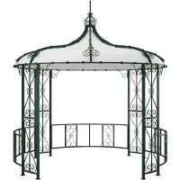 Vente-unique Gartenpavillon aus Metall mit Schmiedeeisenoptik Durchmesser 300 x H 305 cm - Grün - TILCARA