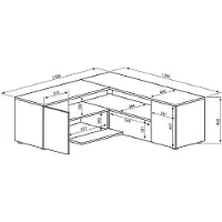 Temahome TV-Möbel Cleo 130cm - weiß/Eiche