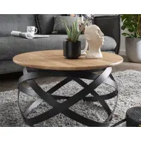 Natur24 Couchtisch 70x40 Luca Rund Eiche Metall