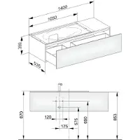 Keuco Edition 11 Waschtischunterbau 1400 x 350 x 535 mm links (1055 mm Öffnung) mit 1 Auszug - Anthrazit Glas / Lack Matt - 31163110000