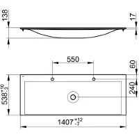 Keuco Edition 11 Keramik-Doppelwaschtisch 1405 x 538 mm für 1-Loch-Armaturen - weiß - 31160311402