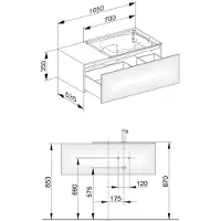Keuco Edition 11 Waschtischunterbau 1050 x 350 x 535 mm rechts (705 mm Öffnung) mit 1 Auszug - Anthrazit Glas / Lack Matt - 31154110000