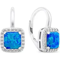 Brilio Silver Elegant silver earrings with synthetic opals EA366WB