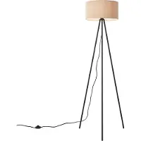QAZQA Moderne Stativ Stehleuchte Taupe mit Samtschirm Luz