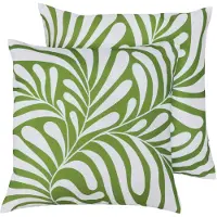 Oviala Business Set mit 2 quadratischen Polyesterkissen 45x45x8 cm weiß und olivgrün