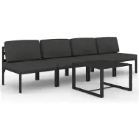 vidaXL 5-tlg. Garten-Lounge-Set mit Kissen Aluminium Anthrazit