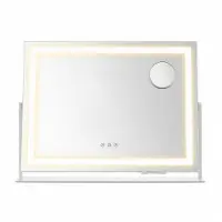 Songmics Schminkspiegel mit Beleuchtung, Kosmetikspiegel mit Ladeanschlüssen, Touch-Steuerung, 3 Lichtfarben