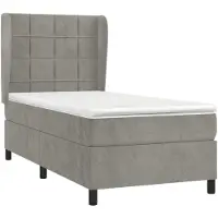 Syfax Boxspringbett mit Matratze Hellgrau 100x200 cm Samt