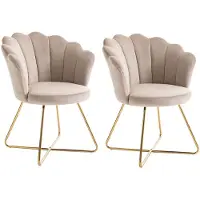 Vente-unique Stuhl 2er-Set - Samt & Metall - Beige & Goldfarben - FIORI II