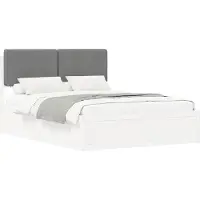 vidaXL Bettgestell mit gepolstertem Kopfteil Dunkelgrau 90 x 200 cm