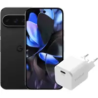 Google Pixel 9 Pro 128GB Schwarz 5G + BlueBuilt Ladegerät 30 W Weiß