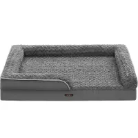 OEM Orthopädisches Hundebett, wasserdicht, 122x85x16cm, grau, Plüschbezug