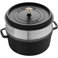 Staub La Cocotte Cocotte mit Dämpfeinsatz 26 cm, rund, Schwarz, Gusseisen