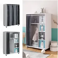 Vicco Kleiderschrank Doros Weiß 100 x 146.6 cm mit Faltboxen, Model 40642