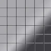 ALLOY Mosaik Fliese Massiv Metall Edelstahl Hochglanz Grau 1,6mm Cinquanta-s-s-m 1 Paket mit 10 Matten 0,94 m2 Grau