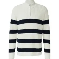 s.Oliver Strickpullover Gestreifter Baumwoll-Strickpullover mit Troyer-Kragen