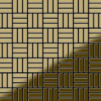 ALLOY Mosaik Fliese Massiv Metall Titan Hochglanz Gold 1,6mm Basketweave-ti-gm 1 Paket mit 10 Matten 0,82 m2 Gold