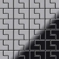 ALLOY Mosaik Fliese Massiv Metall Edelstahl Hochglänzend Grau 1,6mm Stark Kink-s-s-m 1 Paket mit 10 Matten 0,93 m2 Grau