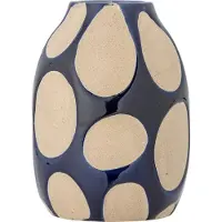 Bloomingville Bashir Vase, blau, Höhe 20 cm, Keramik - , Bashir, Blau, für Wohnzimmer, Keramik, Skandinavisch