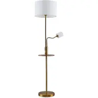 LINDBY Aovan Stehleuchte w/USB Bronze - , Aovan, Bronze / Altmessing, für Wohnzimmer, Metall, Modern