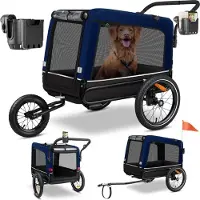 Kesser Hundeanhänger Boxer 3-in-1 Hundebuggy & Jogger Fahrradanhänger groß ca. 240 Liter Volumen, gefedert, 360° Grad Vorderrad, 600D Oxford Canvas, SmartSpace Concept, maximale Belastbarkeit: 40 kg