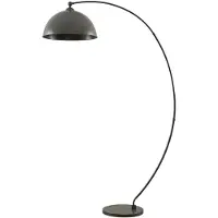 LINDBY Bogenlampe Jonera, grau, Metall, E27, 185 cm hoch