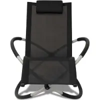 vidaXL "Sonnenliege HOMMIE - Gartenliege - Gartenmöbel - Geometrisch Outdoor Stahl Schwarz und Grau - 144x74x85 cm NeuMöbel 4155606