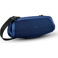 Medion P61746 tragbarer Bluetooth Lautsprecher (Akku, Bass Boost, Musikbox, RGB Lichteffekte, IPX7 Wasserschutz & robust, integrierte Powerbank, 2X 15 W RMS) Blau