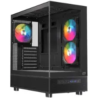 Einarex EXCS-PR-500R-B, Midi Tower, PC, Schwarz, ATX, micro ATX, Mini-ITX, Stahl, Gehärtetes Glas, Gaming