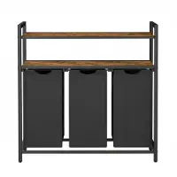 Songmics Wäschesammler mit 3 herausnehmbaren Taschen, mit Ablage, Bad und Waschküche BLHB35213B01