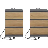 Vasagle Beistelltisch 2er Set, mit Steckdosenleiste, Nachttisch LETB35831G01
