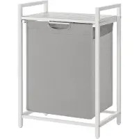 Songmics Wäschekorb, Wäschesammler mit Ablage, Wäschesack BLHB35101W03