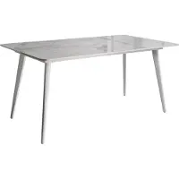 Beliani Gartentisch Weiß Sinterstein-Platte Marmor Optik Rechteckig 160x90 cm mit Weißem Metallgestell Moderner Outdoor Esstisch für 6 Personen