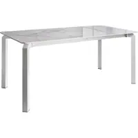Beliani Gartentisch Weiß Sinterstein-Platte Marmor Optik Rechteckig 180x90 cm mit Weißem Metallgestell Moderner Outdoor Esstisch für 8 Personen