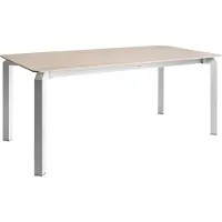 Beliani Gartentisch Beige Sinterstein-Platte Travertin Optik Rechteckig 180x90 cm mit Weißem Metallgestell Moderner Outdoor Esstisch für 8 Personen