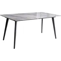 Beliani Gartentisch Grau Sinterstein-Platte Marmor Optik Rechteckig 160x90 cm mit Schwarzem Metallgestell Moderner Outdoor Esstisch für 6 Personen